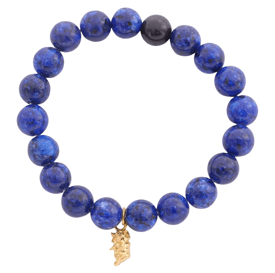 Lapis Lazuli gemstone bracelet with Murali Ganesha