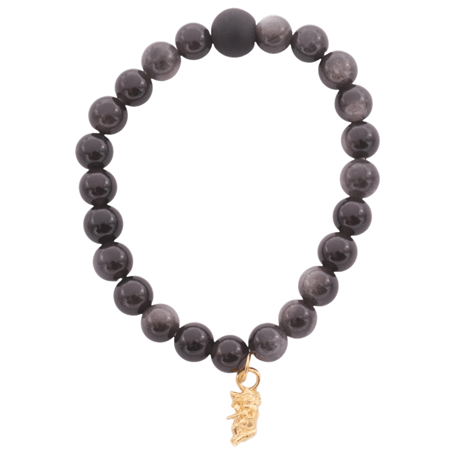 Black Obsidian bracelet with Murali Ganesha